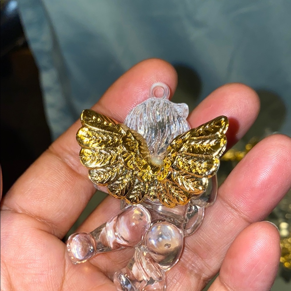 BX44 Bundle of Gold and Clear Decorative Angel and Glass Dove Ornaments 6 Doves - Picture 9 of 9
